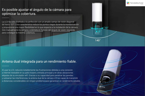 Camara Ezviz Lc3 Inteligente 4mpx Con Lampara Pared Exterio