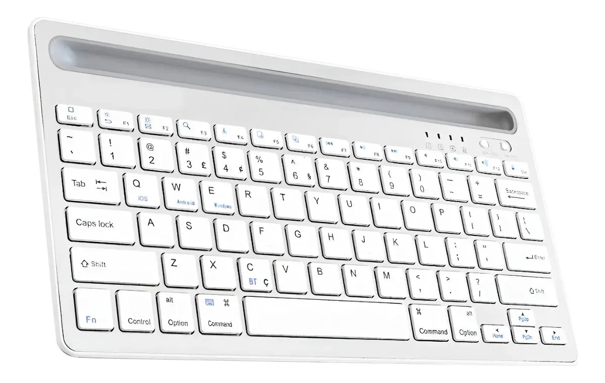 Teclado Sem Fio Bluetooth 3.0 P/ Celular Tablet Android Ios Cor de teclado Branco Idioma Português Brasil