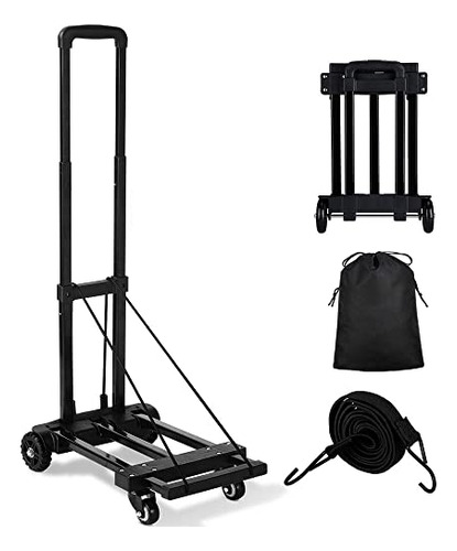 Folding Hand Truck, 220 Lbs Heavy Duty Luggage Cart, 4 ...