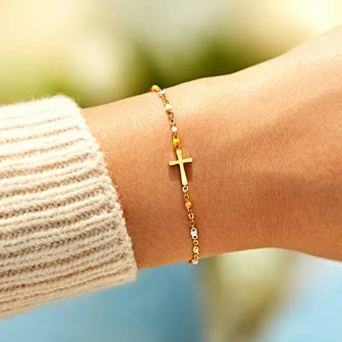 Pulsera Cruzada Para Mujer, Pulseras Cristianas Para Mujer,