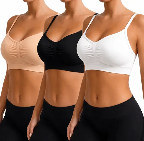 Kit 3 Top Sutiã Sem Costura Com Alça Ajustável Sensual Macio