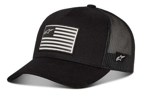 Boné Alpinestars Flag Snapback Bandeira Preto Regulagem