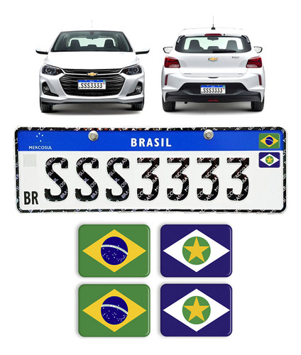 Adesivos Bandeiras Brasil E Mato Grosso Placa Nova Carro Kit