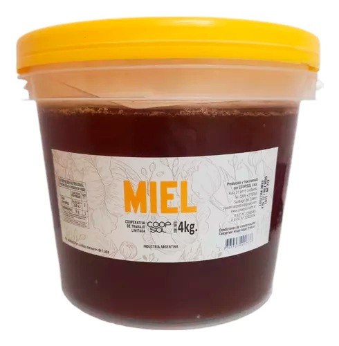 Miel Líquida 4kg Natural Pura Sin Tacc Coopsol