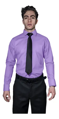 Camisa lila con corbata new arrivals