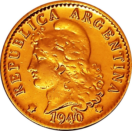 Argentina Moneda 5 Centavos Año 1940 Con Oro 24k C/cápsula