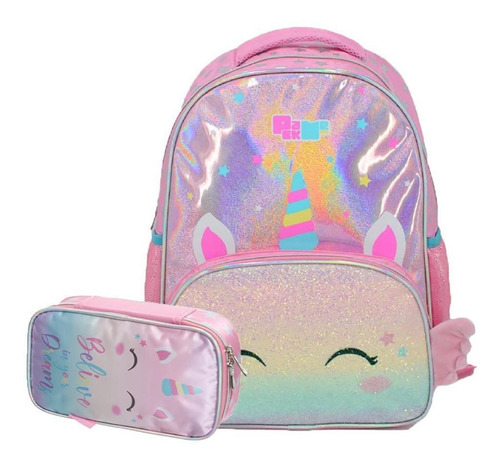 Mochila De Costas Pack Me Magic Dreams E Estojo Box Escolar