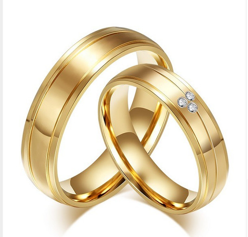 Anillo Elegante De Acero Para Bodas- Compromisos.