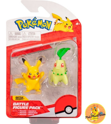 Set 2 Figuras Pokémon Pikachu Vs Chikorita Original