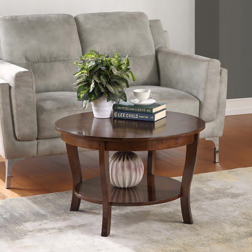 Convenience Concepts American Heritage Round Coffee Table W. Color Espresso