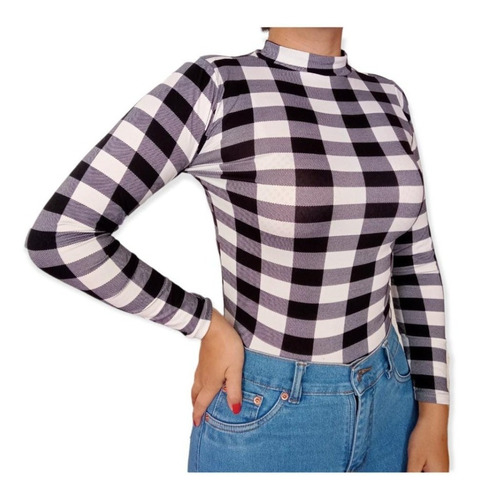 Blusa  Cuello Alto  Manga Larga Juvenil Moderna