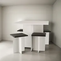 Comprar Juego Comedor 4 Sillas - Mesa + Banquetas - Desayunador Color Blanco