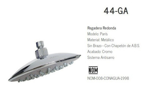 Regadera Redonda (204 Mm) Modelo Paris 44-ga