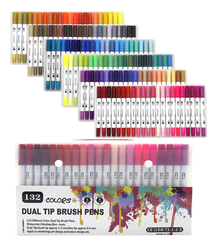 Juego De Rotuladores W-132 Colores Con Doble Punta Para Arte
