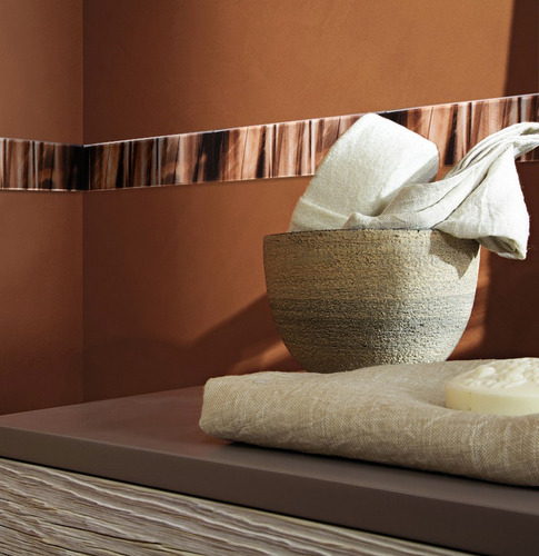Guardas De Vidrio Acuarela Listel Saks Beige 3,3x29,7cm