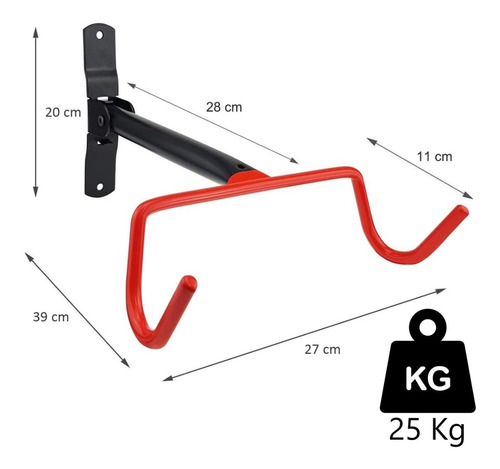 Imagen 4 de 6 de Soporte Pared Para Bicicleta Pared Horizontal