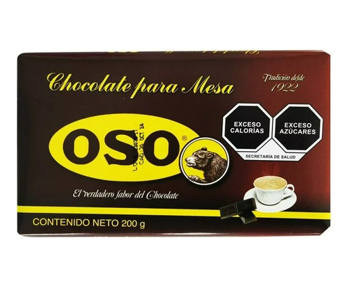 5pz  Tabletas Chocolate Oso En Barra  De 200g 