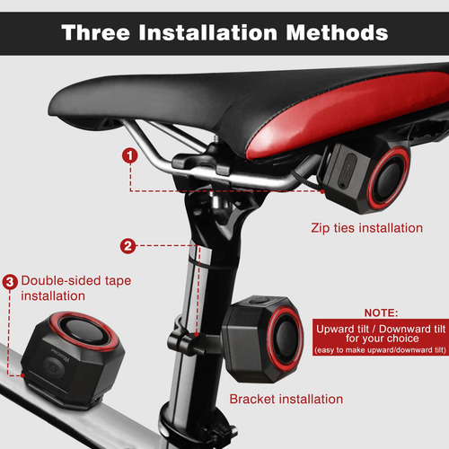 Luz Trasera Inteligente Usb Recargable Alarma Antirrobo Bici