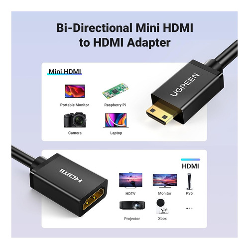 Adaptador Convertidor Mini Hdmi Macho A Hdmi Hembra Ugreen 4