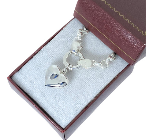 Pulsera Rolo Plata Y Oro Con Dije Corazón Plata 925 (br02)