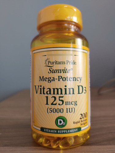 Vitamina D3 Americana Frasco De 200 Cápsulas 5000iu