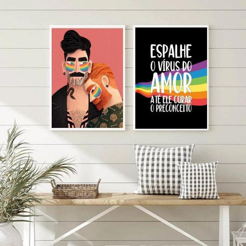 Kit de 2 marcos de amor gay LGBT de 24 x 18 cm, con vidrio