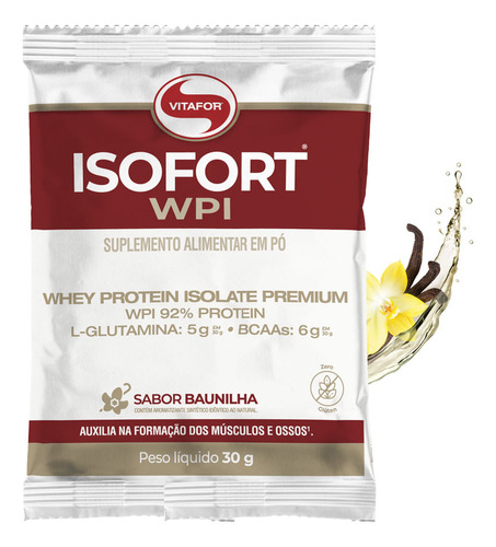 Isofort Whey Isolado Vitafor Sachê Unitário 30g Baunilha