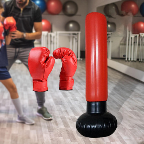 Bolsa De Boxeo Inflable Con Guantes De Boxeo Rojo