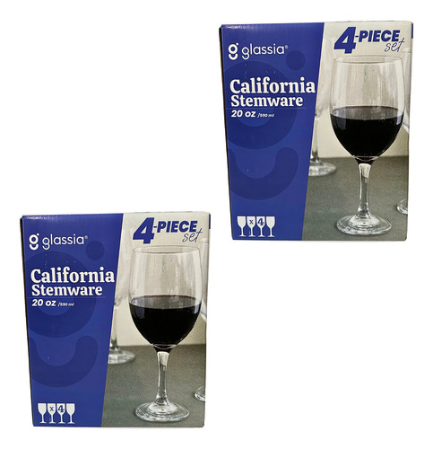 Set Dos Cajas, Cada Una Con 4 Copas California 590 Ml Color Transparente