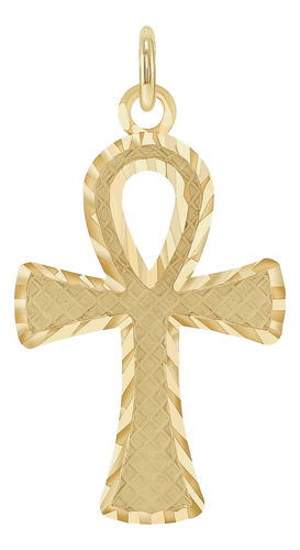 Colgante De Cruz Ankh De Oro Macizo De 10 Quilates Con Llav.