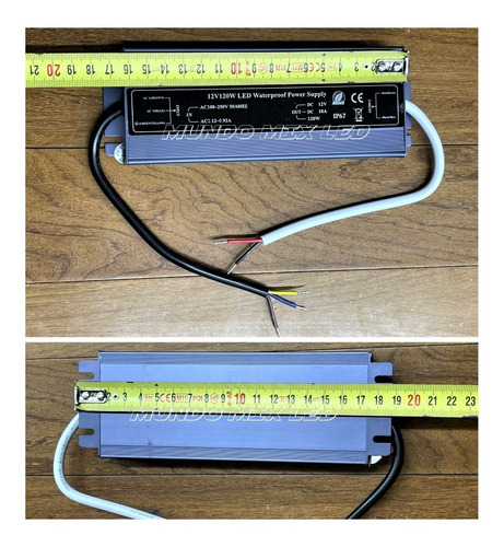 Imagem 3 de 3 de 05pçs Fonte Blindada Prova Dagua Para Led 12v 10a 120w Ip67