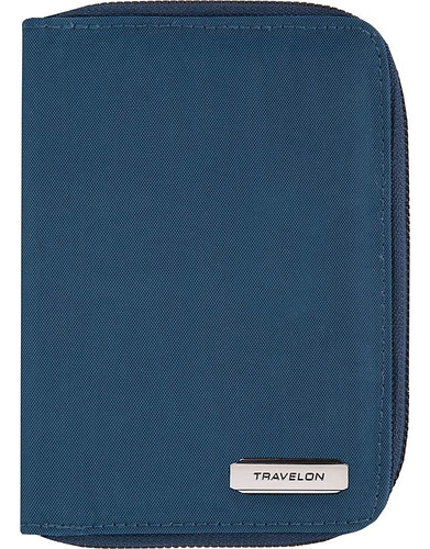 Travelon Rfid Blocking Passport Zip Wallet, Ocean, 4 X6 .5