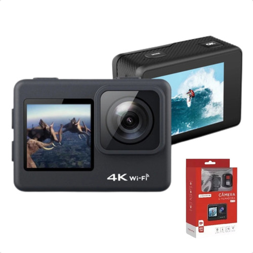 Camera E Filmadora Com Lcd Frontal 4k Hd Ação Vlog Youtubers