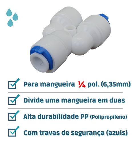 Conector Tipo Y Engate Rápido Mangueira 1/4 Osmose Deioniza