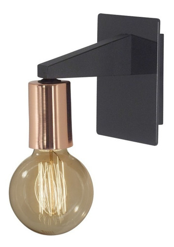 Imagen 2 de 8 de Lampara Aplique Terni 1 Luz Vintage E27 Led Negro Cobre