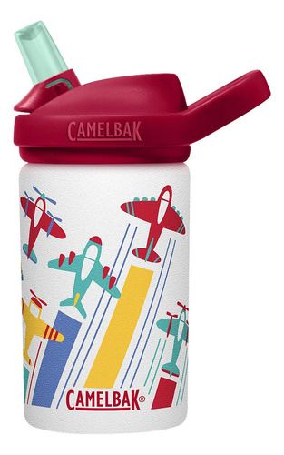 Termo De Agua Para Niños Camelbak Termico Libre De Bpa 400ml Color Blanco Aviones