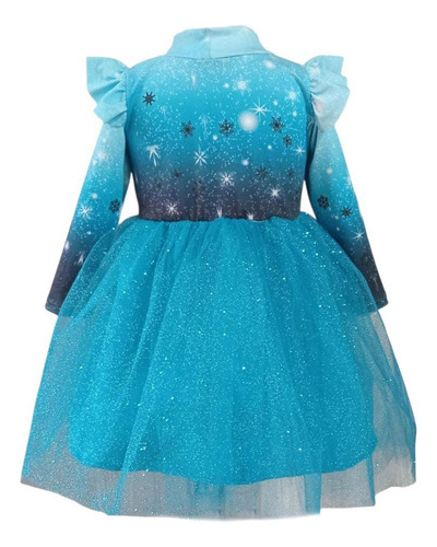 Disfraz Elsa De Frozzen Vestido Bebe Manga Larga Tutu Gliter Azul Claro 1