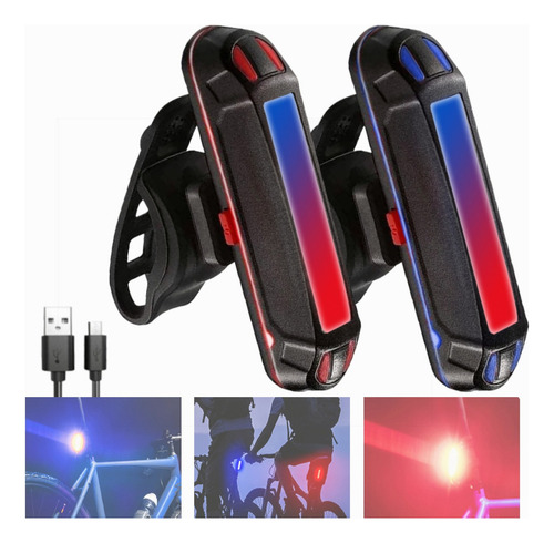 2pz Luces Usb Recargables Led Estroboscópicas Para Bicicleta