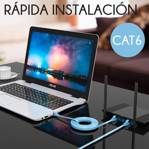 Cable Cat6 Red Plano Categoria 6 Rj45 Utp Ethernet 30 Metros Color Azul