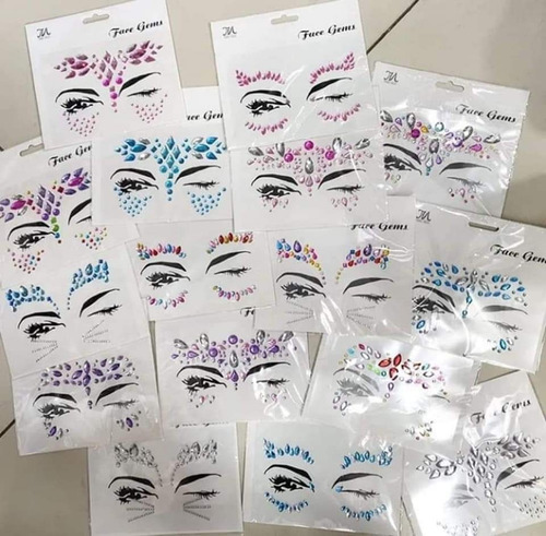 Adesivo De Rosto Kit C/ 12 Strass Carnaval Fantasia Atacado