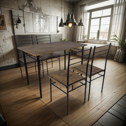 Juego De Comedor 4p Capri Negro 74x70x110 Cm Color 1646050 - Negro