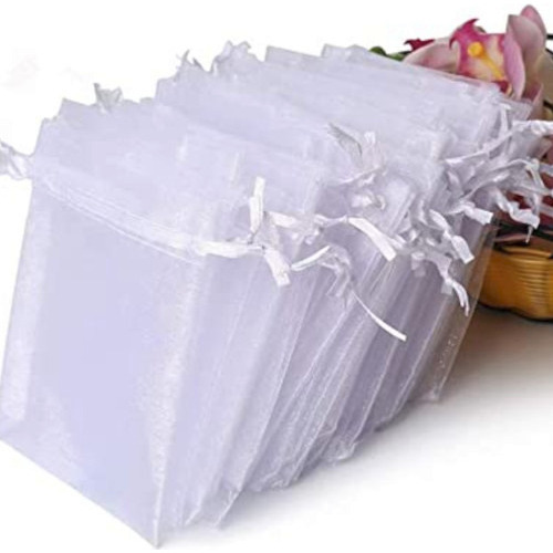 Imagen 3 de 3 de Bolsa Blanca Organza Comunion Bautizo Boda Joyeria Recuerdo