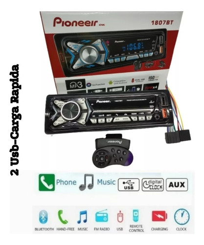 Reproductor Pioneer Bluetooth De Carro Mp3 Usb Radio Control