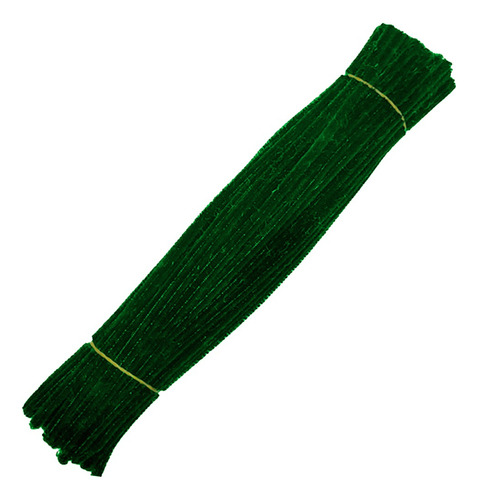 100 Haste De Chenille  30cm  Limpador Cachimbo Verde Escuro
