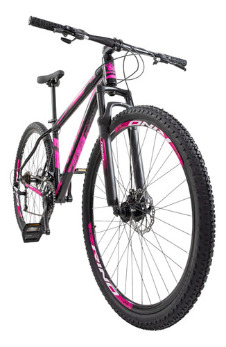 Bicicleta Aro 29 Alumínio 24v Rino Start Mtb Disco Suspensão Cor Preto/pink Tamanho Do Quadro 19
