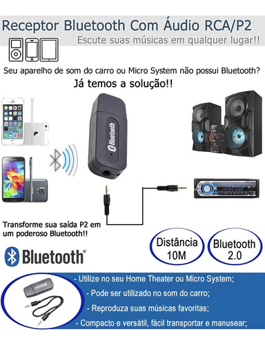 Adaptador Receptor Bluetooth Usb Musica Carro P2 iPhone