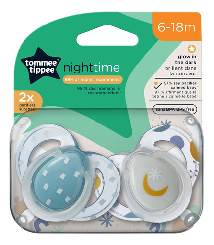  Chupetes Tommee Tippee 6-18m  Night Time By Creciendo