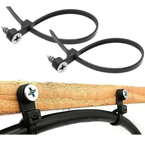 Kit 100 Abraçadeiras Nylon Buraco P/ Parafuso 4mmx15cm