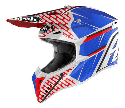 Capacete Airoh Wraap Idol Vermelho/azul Cross Lançamento