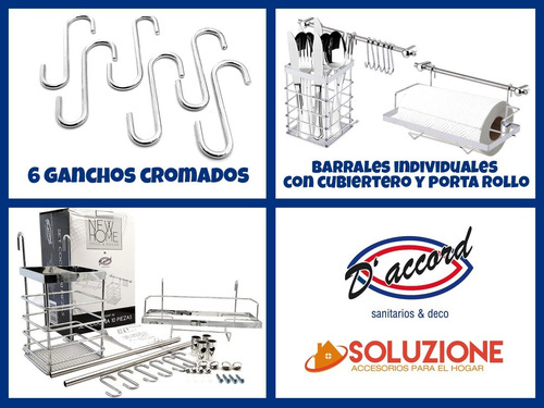 Set Barral Cocina 10 Piezas Colgar Acero Cromado Oferta !!!!